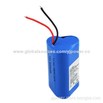 18650 Rechargeable Lithium-ion Battery Pack with 12V Voltage, 2,400mAh Capacity
